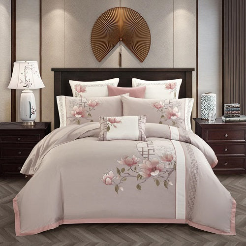 4-piece embroidered bedding set