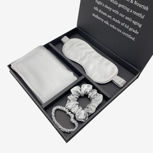 Mulberry silk gift set-silver-