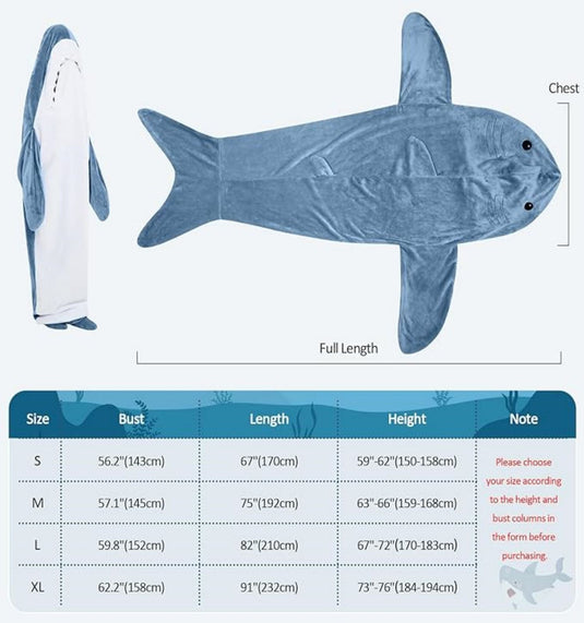  Shark Blanket Hoodie Onesie For Adults And Kid-size chart- SuperStar Bedding