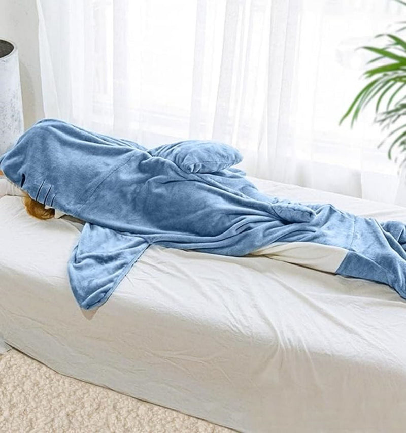 Load image into Gallery viewer, Ambitelligence Shark Blanket Hoodie Onesie For Adults And Kids, Cozy Flannel Shark Costume Shark Sleeping Bag - SuperStar Bedding
