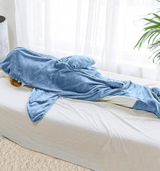 Ambitelligence Shark Blanket Hoodie Onesie For Adults And Kids, Cozy Flannel Shark Costume Shark Sleeping Bag - SuperStar Bedding