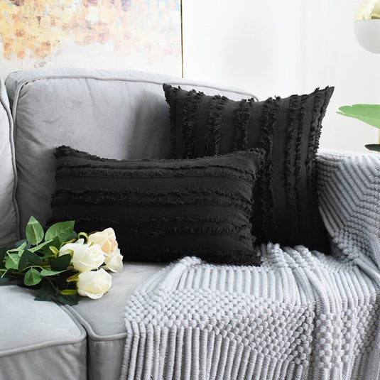 Cut Floral Fringed Sofa Pillowcases - SuperStar Bedding