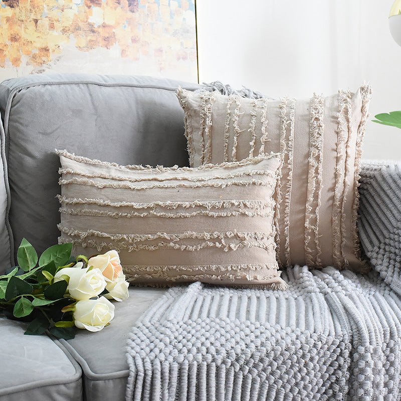 Load image into Gallery viewer, Cut Floral Fringed Sofa Pillowcases - SuperStar Bedding
