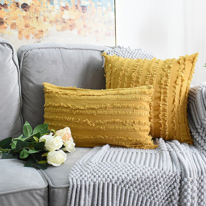 Cut Floral Fringed Sofa Pillowcases - SuperStar Bedding