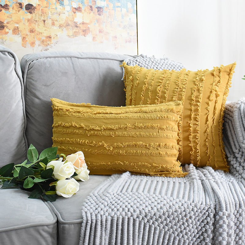 Load image into Gallery viewer, Cut Floral Fringed Sofa Pillowcases - SuperStar Bedding
