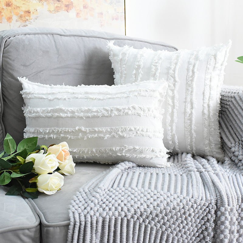 Load image into Gallery viewer, Cut Floral Fringed Sofa Pillowcases - SuperStar Bedding
