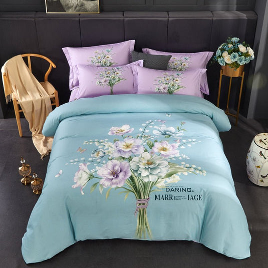 Floral four-piece cotton bedding - SuperStar Bedding