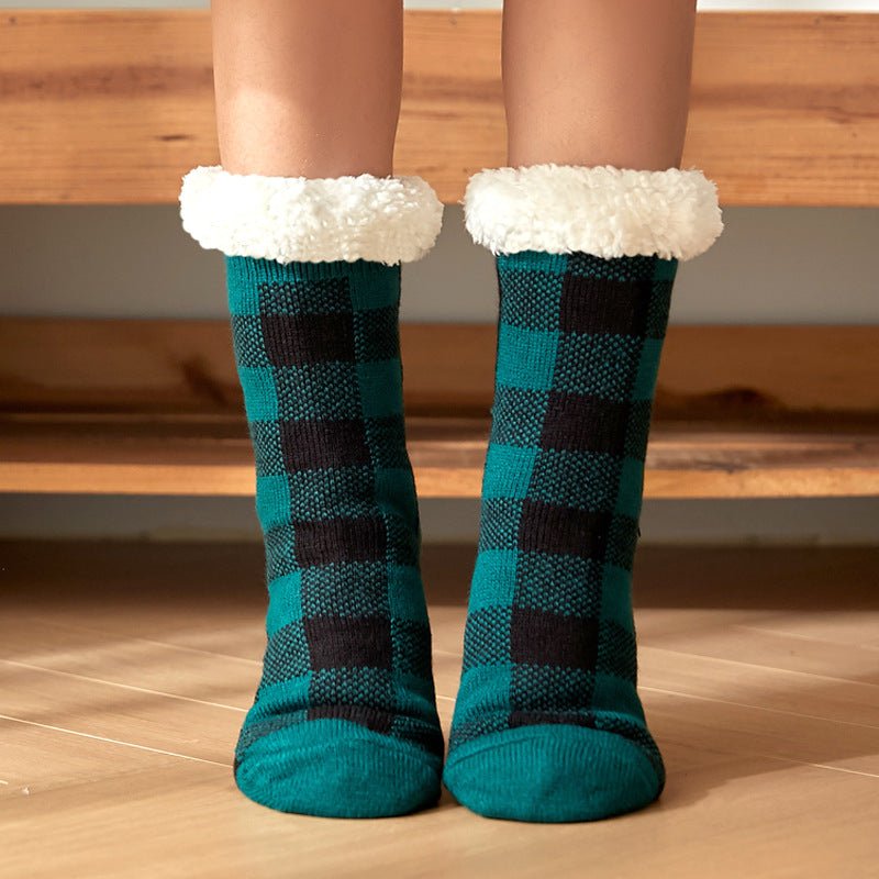 Load image into Gallery viewer, Ladies Carpet Socks Home Warmth And Velvet Sleep - bed socks-green-SuperStar Bedding
