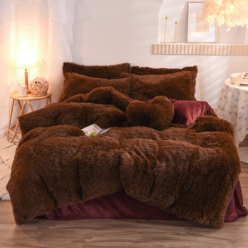 Load image into Gallery viewer, Luxury Thick Fleece bedding Sets- dark brown- SuperStar Bedding
