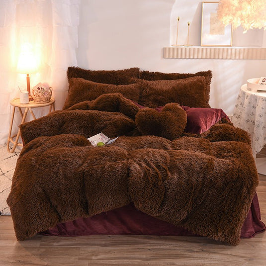 Luxury Thick Fleece bedding Sets- dark brown- SuperStar Bedding