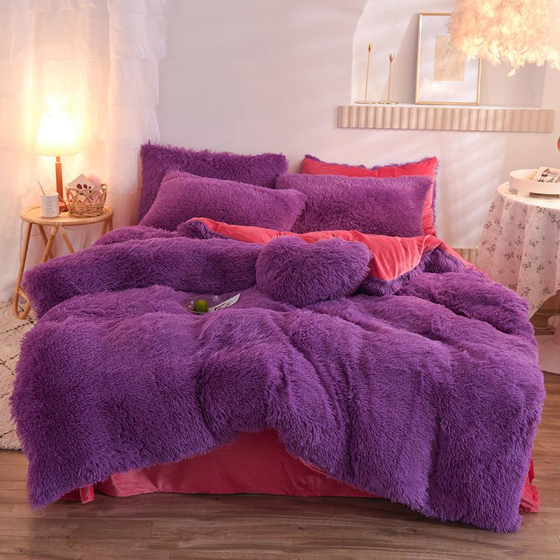 Load image into Gallery viewer, Luxury Thick Fleece bedding Sets -pink and purple- SuperStar Bedding
