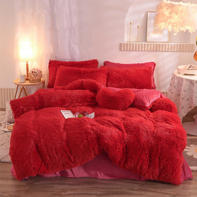 Load image into Gallery viewer, Luxury Thick Fleece bedding Sets -red- SuperStar Bedding
