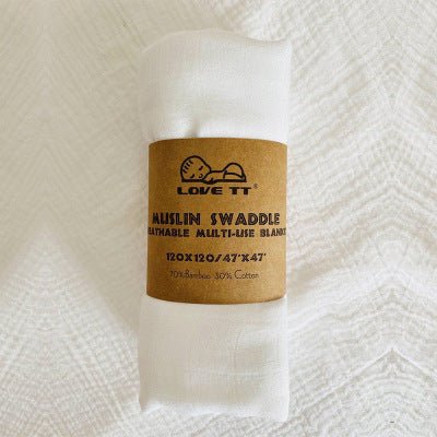 Pure Color Bamboo Cotton Wrap Towels For Newborn Babies - White- SuperStar Bedding