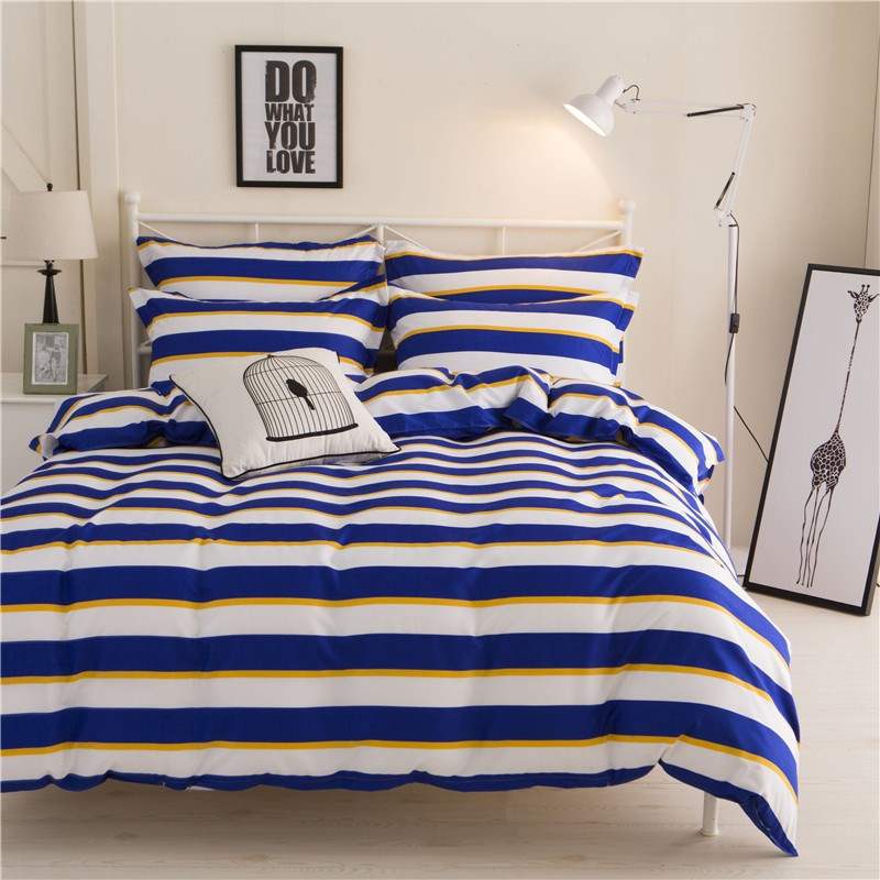 Load image into Gallery viewer, Vibrant colour bedding sets -blue stripe print- SuperStar Bedding
